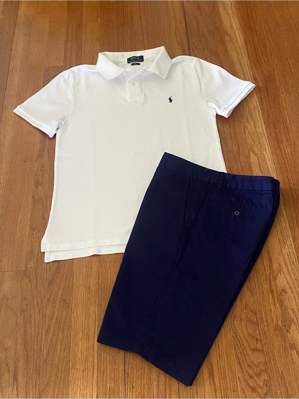 Ralph Lauren White Polo with Navy Shorts Set